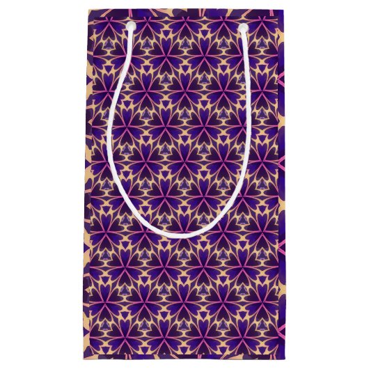 Petit Sac Cadeau Fleurs Abstraites rose or (Devant)