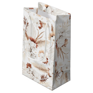 Petit Sac Cadeau Fleurs blanches et ivoire en terre cuite Boho bota