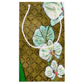 Petit Sac Cadeau Fleurs blanches et tiges vertes à la frontière Bro (Dos)