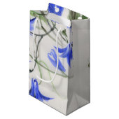 Petit Sac Cadeau Fleurs bleues (Devant Angle)