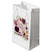 Petit Sac Cadeau Fleurs d'aquarelle rouge Rose et bordeaux (Dos Angle)
