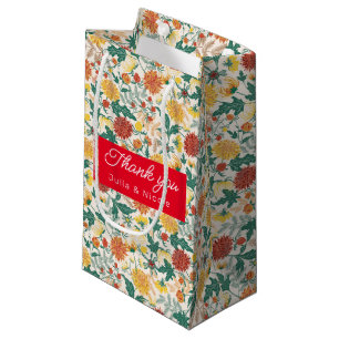 Petit Sac Cadeau Fleurs de Dahlia de mariage Jaune Orange Pastel Pr