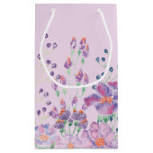 Petit Sac Cadeau Fleurs de Jardin d'anniversaire sur rose (Dos)