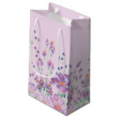 Petit Sac Cadeau Fleurs de Jardin d'anniversaire sur rose (Dos Angle)