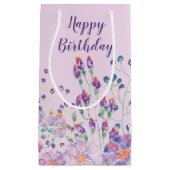 Petit Sac Cadeau Fleurs de Jardin d'anniversaire sur rose (Devant)