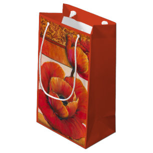 Petit Sac Cadeau Fleurs de pavot sur l'arrière - plan bronzage et