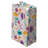 Petit Sac Cadeau Fleurs de prairie de printemps jaune violet sarcel (Dos Angle)