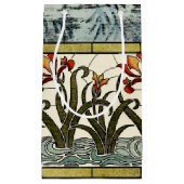 Petit Sac Cadeau Fleurs en verre tendu avec bordure en tan (Devant)