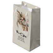 Petit Sac Cadeau Fleurs Foliage et Plumes Merci de fête (Dos Angle)