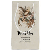 Petit Sac Cadeau Fleurs Foliage et Plumes Merci de fête (Devant)