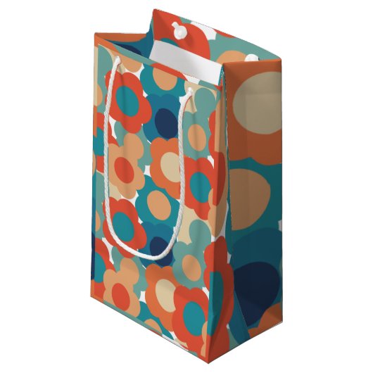 Petit Sac Cadeau Fleurs les années 70 (Devant Angle)