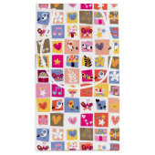 Petit Sac Cadeau fleurs mignonnes, oiseaux, motif de carrés de (Dos)