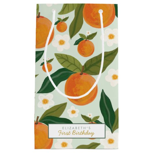 Petit Sac Cadeau Fleurs orange Little Cutie Anniversaire (Devant)