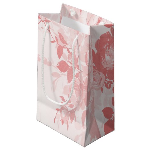 Petit Sac Cadeau Fleurs roses dentelles (Devant Angle)