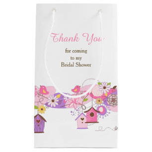 Petit Sac Cadeau Fleurs roses et violettes Cages à oiseaux Mariage