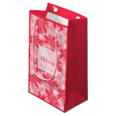 Petit Sac Cadeau Fleurs rouges sur blanc. (Devant Angle)