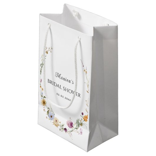Petit Sac Cadeau Fleurs sauvages simples cadre rond de feuillage Sh (Devant Angle)