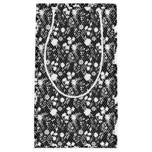 Petit Sac Cadeau Fleurs sur net 01.bx4 Black BG