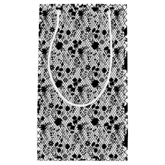 Petit Sac Cadeau Fleurs sur net 01.wx4 Blanc BG (Devant)