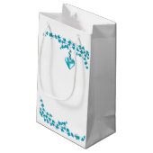 Petit Sac Cadeau Fleurs turquoise (Dos Angle)