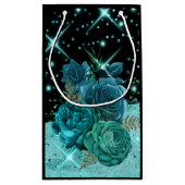 Petit Sac Cadeau Fleurs Turquoises Abstraites modernes, conception  (Dos)