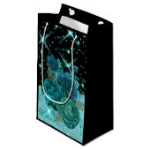 Petit Sac Cadeau Fleurs Turquoises Abstraites modernes, conception  (Devant Angle)