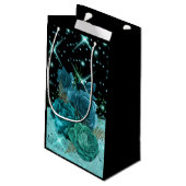 Petit Sac Cadeau Fleurs Turquoises Abstraites modernes, conception  (Dos Angle)