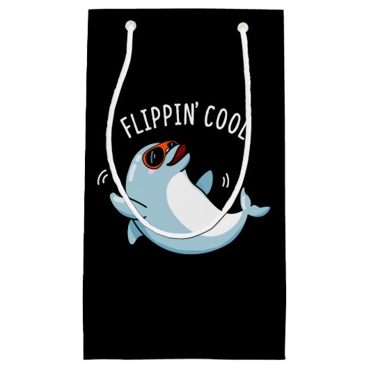 Petit Sac Cadeau Flippin Cool Drôle Dolphin Pun Dark BG (Devant)