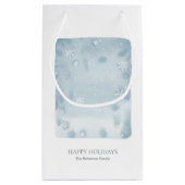 Petit Sac Cadeau Flocon de neige bleu poussiéreux (Dos)