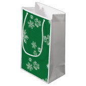 Petit Sac Cadeau Flocons de neige faits main - Vert clair et blanc (Dos Angle)
