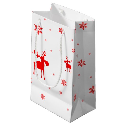 Petit Sac Cadeau Flocons de neige rouges simples modernes (Devant Angle)