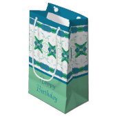 Petit Sac Cadeau Floral bleu turquoise (Devant Angle)