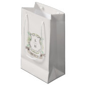 Petit Sac Cadeau Floral Crest Aquarelle Monogramme Mariage (Devant Angle)