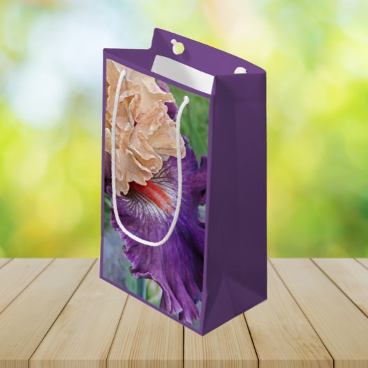 Petit Sac Cadeau Floral Fleur d'Iris à deux tons