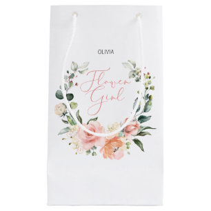 Petit Sac Cadeau Floral Flower Girl rose Aquarelle Mariage