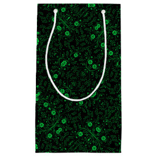 Petit Sac Cadeau Floral pattern.01.FR.Green Black BG