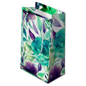 Petit Sac Cadeau Flores d'aquarelle bleu Rose pourpre (Dos Angle)