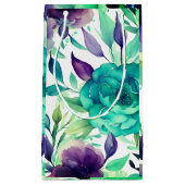 Petit Sac Cadeau Flores d'aquarelle bleu Rose pourpre (Devant)