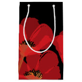 Petit Sac Cadeau Flueurs de Pavot Rouge sur Noir (Devant)