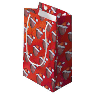 Petit Sac Cadeau Football à Santa Hat sur Red