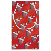 Petit Sac Cadeau Football à Santa Hat sur Rouge (Dos)