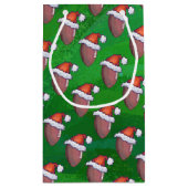 Petit Sac Cadeau Football de Santa Hat sur Vert (Dos)