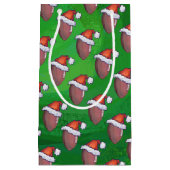 Petit Sac Cadeau Football de Santa Hat sur Vert (Devant)