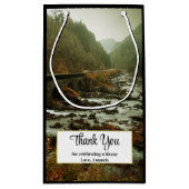Petit Sac Cadeau Forêt d'automne et Merci du paysage fluvial (Dos)