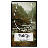 Petit Sac Cadeau Forêt d'automne et Merci du paysage fluvial (Devant)