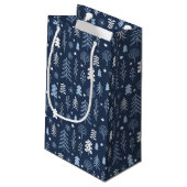 Petit Sac Cadeau Forêt de Noël bleue (Dos Angle)