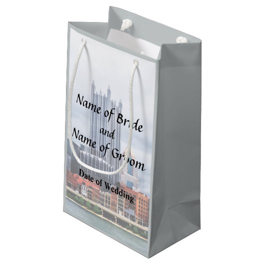 Petit Sac Cadeau Fournitures de Mariage de Pittsburgh PA Skyline (Dos Angle)