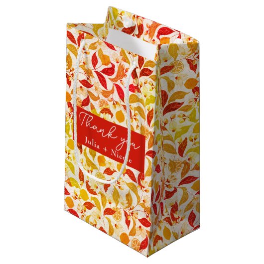 Petit Sac Cadeau Fraîcheur Citrus Foliage Mariage (Devant Angle)