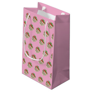 Petit Sac Cadeau Fraise recouverte de chocolat blanc