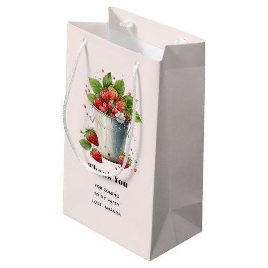Petit Sac Cadeau Fraises fraîches cuites dans un Merci de seau (Dos Angle)